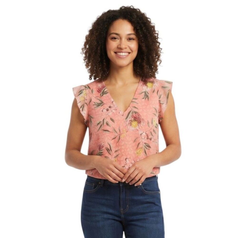 LOFT Floral V-Neck Blouse S